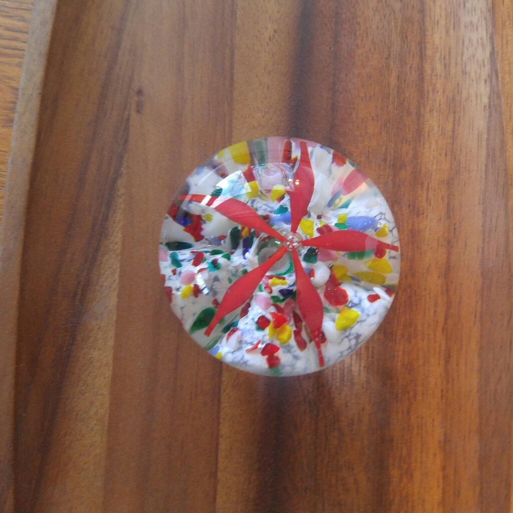 Art Glass Paper Weight Hand Blown Trumpet Flower